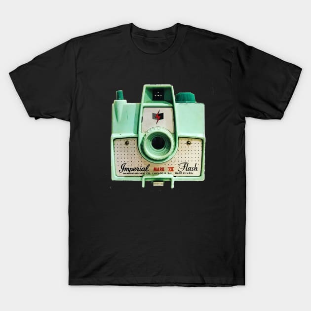 Green Toy Camera / Imperial Flash T-Shirt by wanderingteez